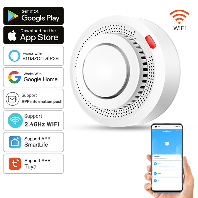 Smoke Detector Interconnected - Tuya Smart WiFi Smoke Sensor Fire