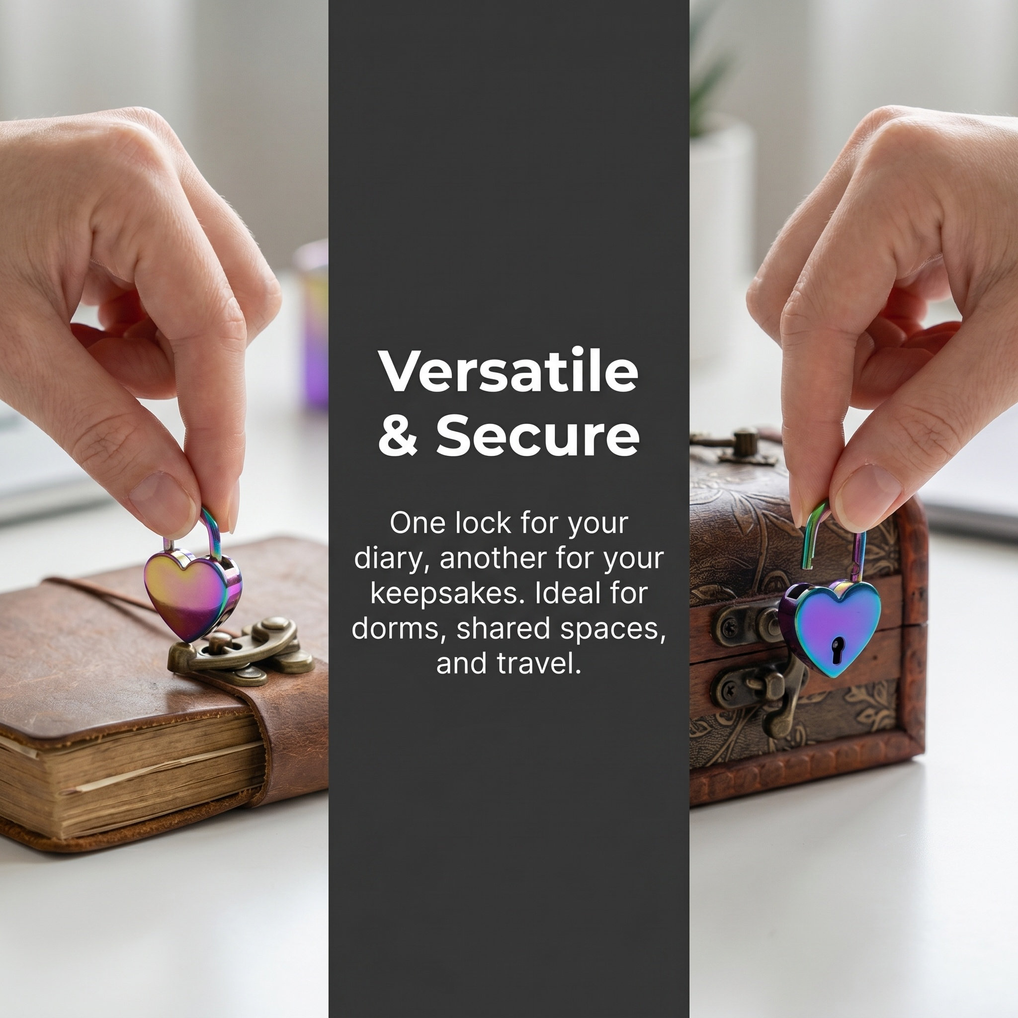 2Set Mini Heart Shaped Padlock - огляд і ціна Lockbox Key Secure
